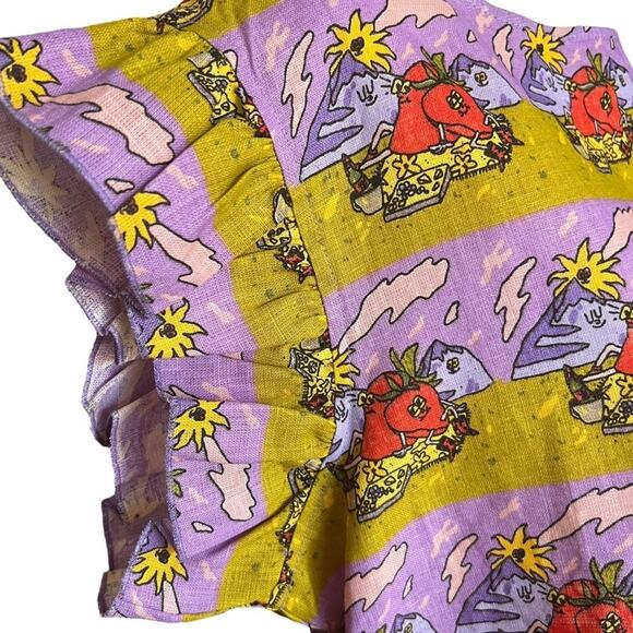 Nooworks The Ruffle 100% Linen Top In Jammin Size 2X - Picture 8 of 11